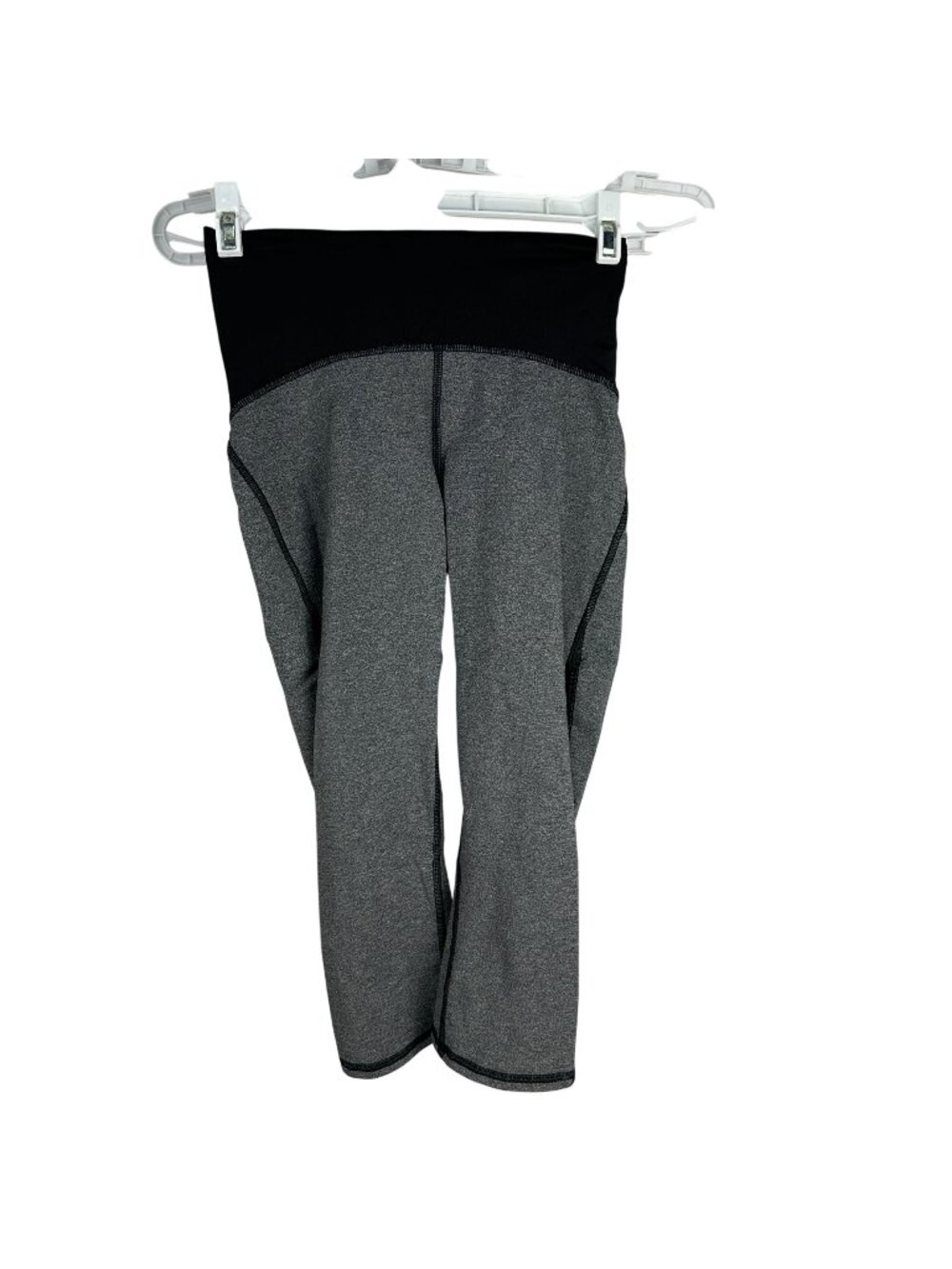 Lululemon Womens Gray & Black Athletic Crop Leggings Size 4 High-Waist Stretch